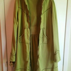 Reposh. Chartreuse, hooded, long, sweatshirt cloak
